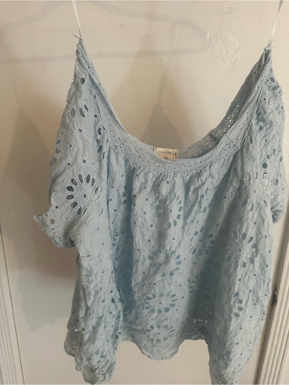 Pale Blue Eyelet Lace Blouse